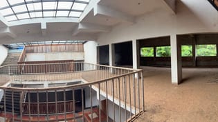 Second-floor atrium railing and skylight