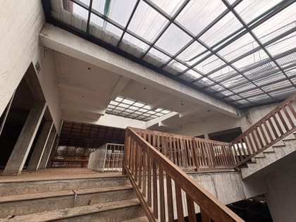 Stair and skylight detail inside the central court